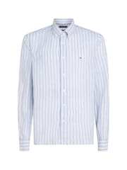 Tommy Hilfiger Light Blue Regular Fit Essential Stripe 100% Linen Shirt - Image 5 of 8
