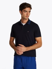 Цвет морской волны - Tommy Hilfiger Regular Fit Performance Zip Short Sleeve Polo Shirt - Image 1 of 6