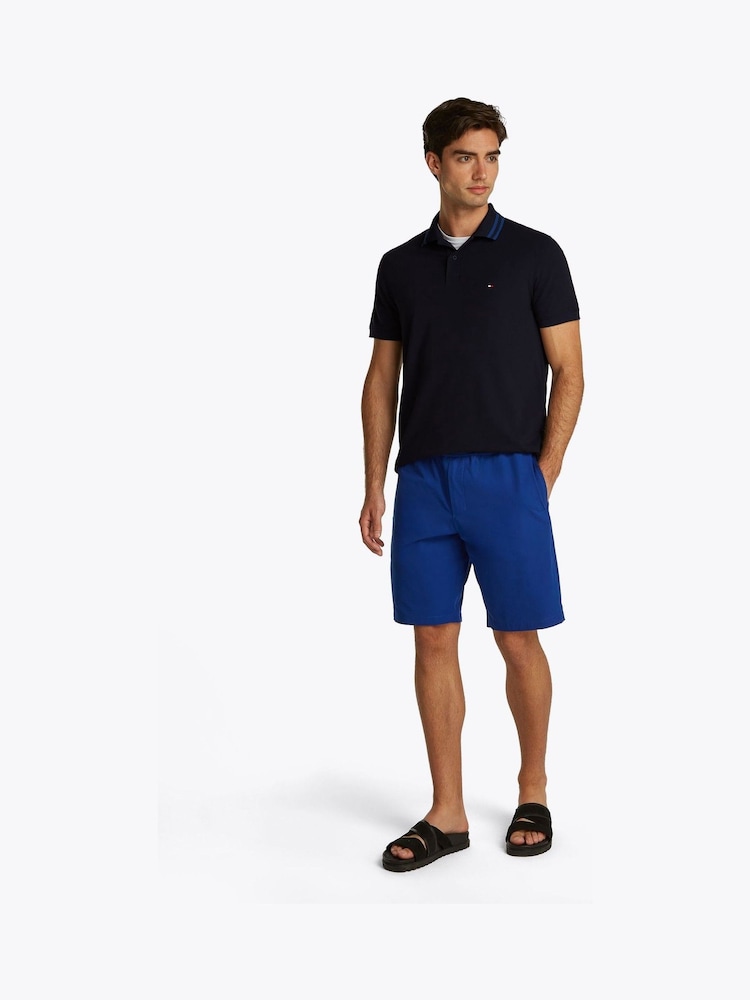 Цвет морской волны - Tommy Hilfiger Regular Fit Performance Zip Short Sleeve Polo Shirt - Image 2 of 6