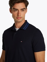 Цвет морской волны - Tommy Hilfiger Regular Fit Performance Zip Short Sleeve Polo Shirt - Image 4 of 6
