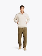 Tommy Hilfiger Cream Monotype Quarter Zip Sweatshirt - Image 2 of 6