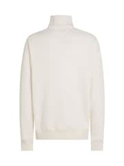 Tommy Hilfiger Cream Monotype Quarter Zip Sweatshirt - Image 6 of 6
