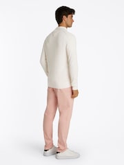 Tommy Hilfiger Cream Mock Neck Half Zip 100% Cotton Jumper - Image 3 of 6