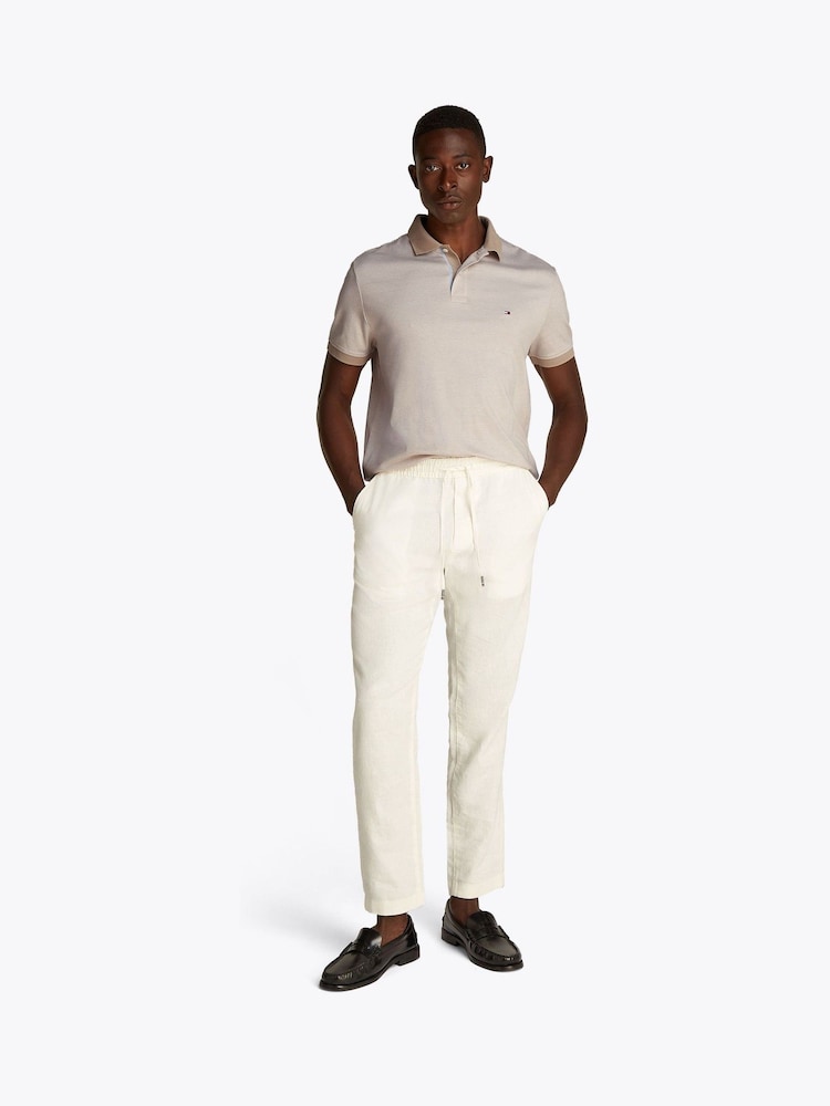 Tommy Hilfiger White Regular Fit Striped Short Sleeve 100% Cotton Polo Shirt - Image 2 of 6