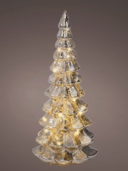 Lumineo Silver Rotating Glass LED Christmas Tree Decoration - Image 2 of 3