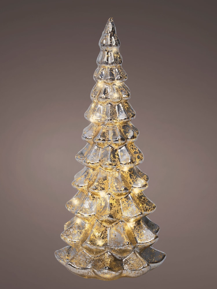 Lumineo Silver Rotating Glass LED Christmas Tree Decoration - Image 2 of 3 Lumineo Silver Rotating Glass LED Christmas Tree Decoration - Image 2 of 3