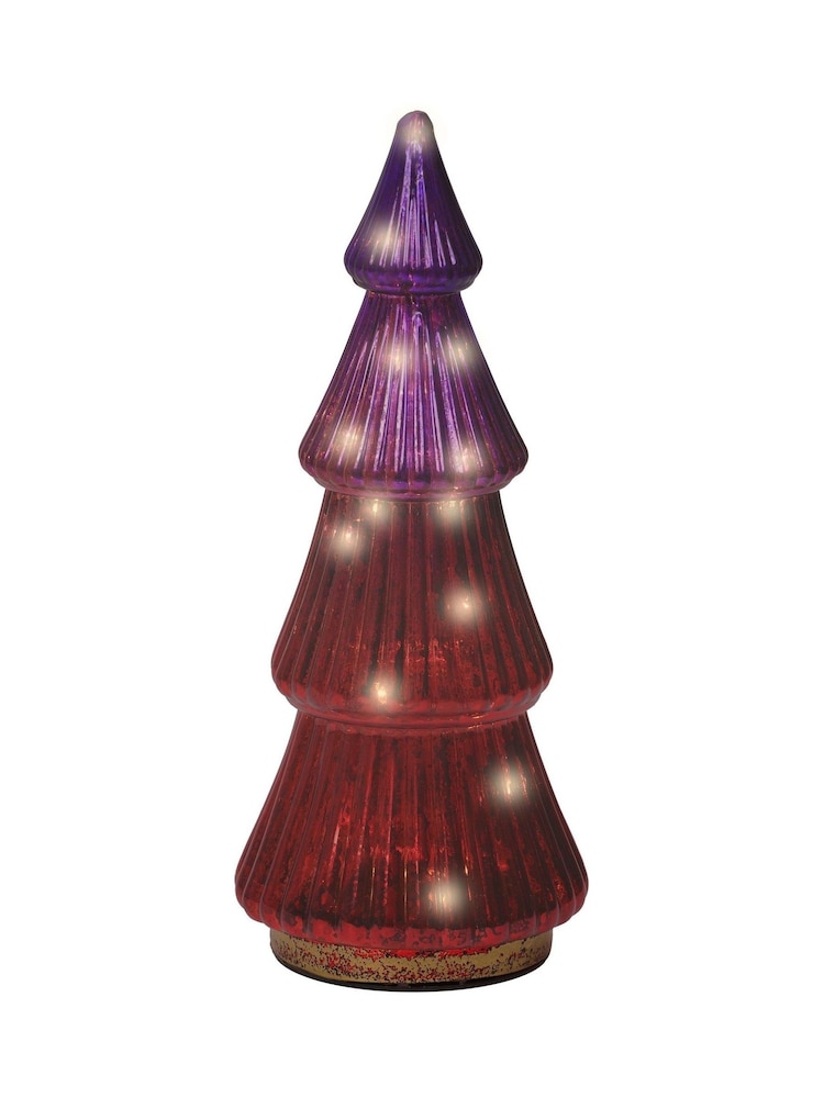 Lumineo Plum Purple Rotating Glass LED Christmas Tree Decoration - Image 2 of 2 Lumineo Plum Purple Rotating Glass LED Christmas Tree Decoration - Image 2 of 2