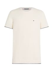 Tommy Hilfiger Cream Structure Knitted 100% Cotton T-Shirt - Image 5 of 6