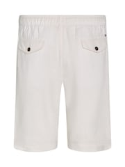 Tommy Hilfiger White Harlem Drawstring Linen Shorts - Image 6 of 6