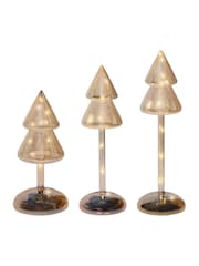 Lumineo Set of 3 Champagne Gold Tall Stem Christmas Tree Ornaments - Image 2 of 2
