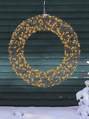 Lumineo Black and Warm White Lights Pre Lit LED Outdoor Christmas Wreath - Image 1 of 3