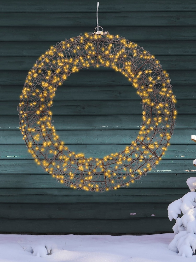 Lumineo Black and Warm White Lights Pre Lit LED Outdoor Christmas Wreath - Image 1 of 3 Lumineo Black and Warm White Lights Pre Lit LED Outdoor Christmas Wreath - Image 1 of 3