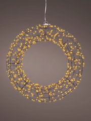 Lumineo Black and Warm White Lights Pre Lit LED Outdoor Christmas Wreath - Image 2 of 3