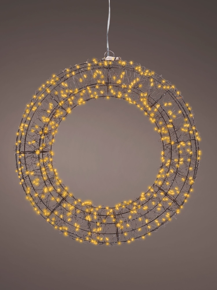 Lumineo Black and Warm White Lights Pre Lit LED Outdoor Christmas Wreath - Image 2 of 3 Lumineo Black and Warm White Lights Pre Lit LED Outdoor Christmas Wreath - Image 2 of 3