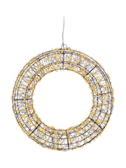 Lumineo Black and Warm White Lights Pre Lit LED Outdoor Christmas Wreath - Image 3 of 3