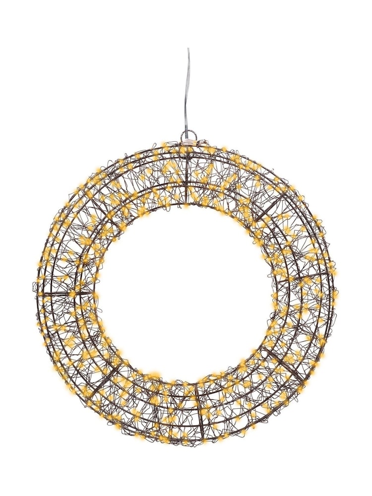 Lumineo Black and Warm White Lights Pre Lit LED Outdoor Christmas Wreath - Image 3 of 3