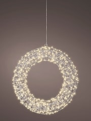 Lumineo Silver and Warm White Lights Pre Lit LED Outdoor Christmas Wreath - Image 2 of 3
