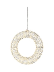 Lumineo Silver and Warm White Lights Pre Lit LED Outdoor Christmas Wreath - Image 3 of 3