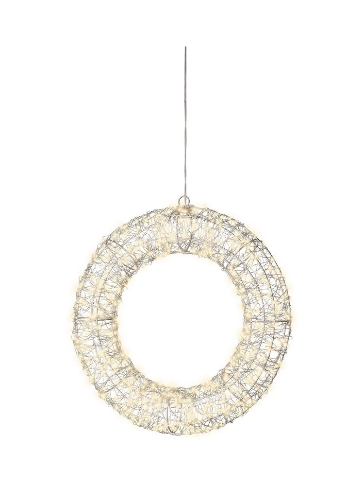 Lumineo Silver and Warm White Lights Pre Lit LED Outdoor Christmas Wreath - Image 3 of 3 Lumineo Silver and Warm White Lights Pre Lit LED Outdoor Christmas Wreath - Image 3 of 3