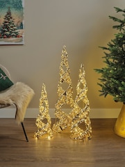 Lumineo Set of 3 Champagne Gold LED Christmas Tree Decorations - Image 1 of 3
