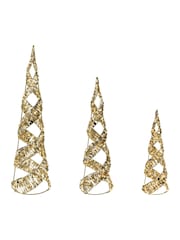 Lumineo Set of 3 Champagne Gold LED Christmas Tree Decorations - Image 2 of 3