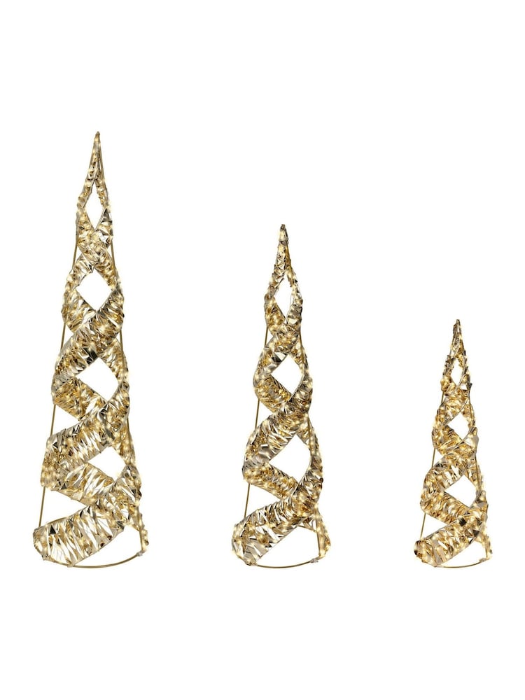 Lumineo Set of 3 Champagne Gold LED Christmas Tree Decorations - Image 2 of 3 Lumineo Set of 3 Champagne Gold LED Christmas Tree Decorations - Image 2 of 3