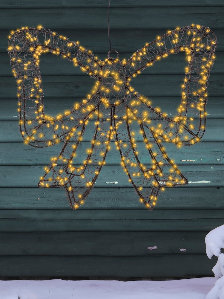 Lumineo Black and Warm White Lights Pre Lit LED Outdoor Bow Christmas Decoration - Image 1 of 4 Lumineo Black and Warm White Lights Pre Lit LED Outdoor Bow Christmas Decoration - Image 1 of 4