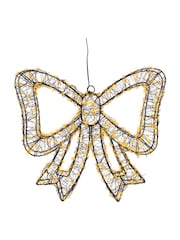 Lumineo Black and Warm White Lights Pre Lit LED Outdoor Bow Christmas Decoration - Image 2 of 4
