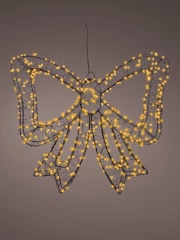 Lumineo Black and Warm White Lights Pre Lit LED Outdoor Bow Christmas Decoration - Image 3 of 4