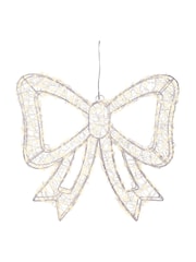 Lumineo Silver and Warm White Lights Pre Lit LED Outdoor Bow Christmas Decoration - Image 2 of 3
