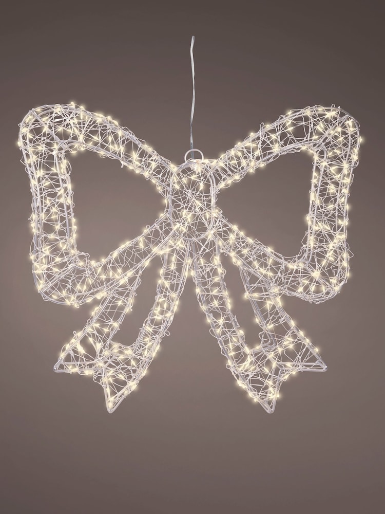 Lumineo Silver and Warm White Lights Pre Lit LED Outdoor Bow Christmas Decoration - Image 3 of 3 Lumineo Silver and Warm White Lights Pre Lit LED Outdoor Bow Christmas Decoration - Image 3 of 3