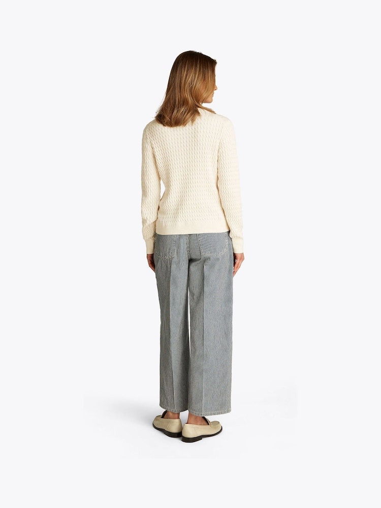 Tommy Hilfiger Natural Cotton Cable Crew Neck Jumper - Image 3 of 6