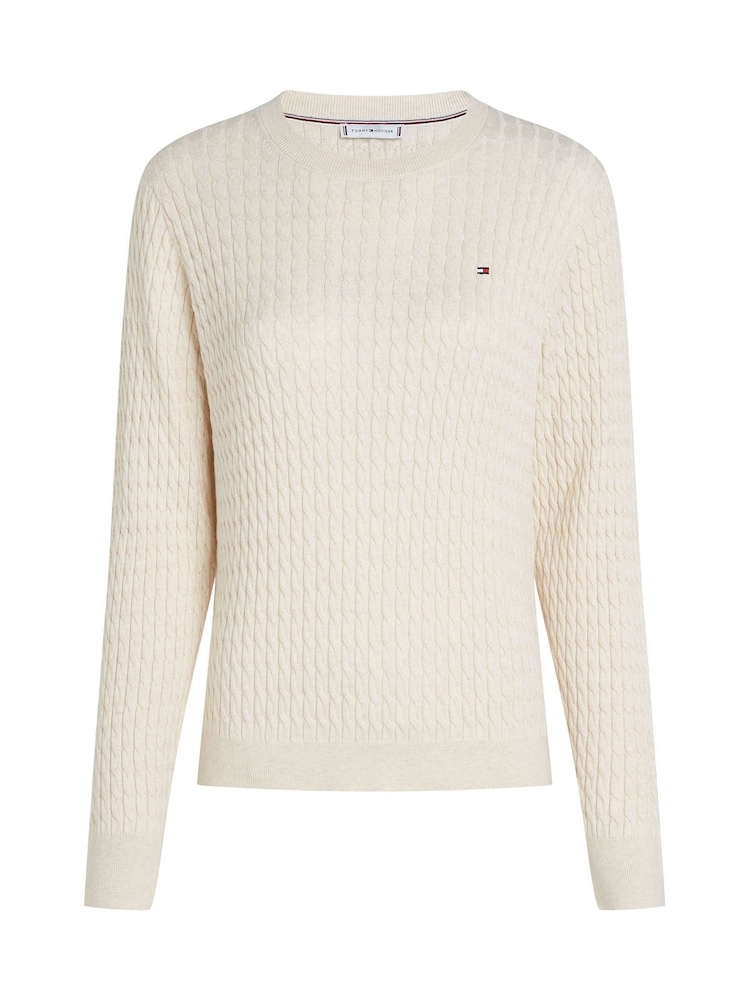 Tommy Hilfiger Natural Cotton Cable Crew Neck Jumper - Image 5 of 6