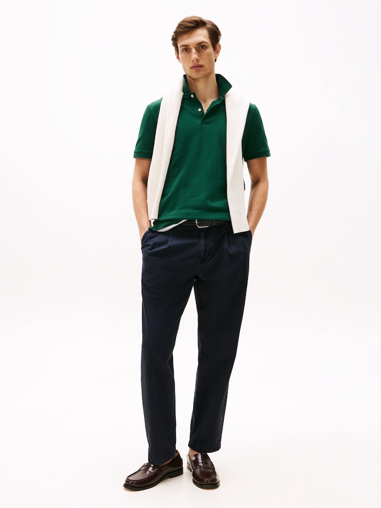 Tommy Hilfiger Green Regular Fit Stripe Pique Short Sleeve Polo Shirt - Image 2 of 7 Tommy Hilfiger Green Regular Fit Stripe Pique Short Sleeve Polo Shirt - Image 2 of 7