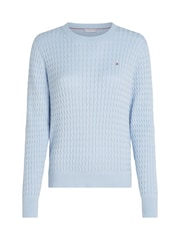 Albastru deschis - Pulover rotund Tommy Hilfiger Cotton Cable Guler - Image 5 of 6
