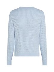 Albastru deschis - Pulover rotund Tommy Hilfiger Cotton Cable Guler - Image 6 of 6