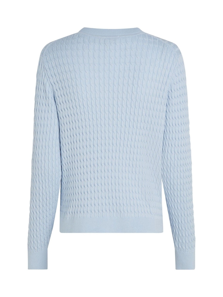Albastru deschis - Pulover rotund Tommy Hilfiger Cotton Cable Guler - Image 6 of 6