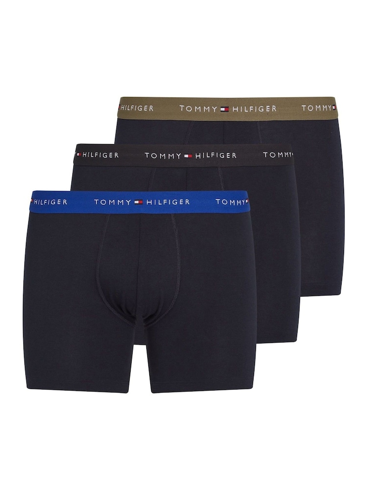 Tommy Hilfiger Blue Signature Essential Waistband Boxer Briefs 3 Pack - Image 1 of 5
