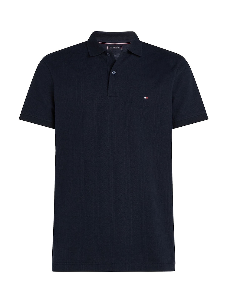 Tommy Hilfiger Blue Regular Fit Stripe Pique Short Sleeve Polo Shirt - Image 5 of 6