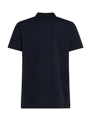 Blau - Tommy Hilfiger Regular Fit Stripe Pique Short Sleeve Polo Shirt - Bild 6 von 6