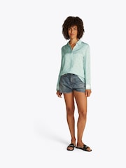 Tommy Hilfiger Green Regular Fit Satin Long Sleeve Shirt - Image 3 of 8