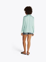 Tommy Hilfiger Green Regular Fit Satin Long Sleeve Shirt - Image 4 of 8