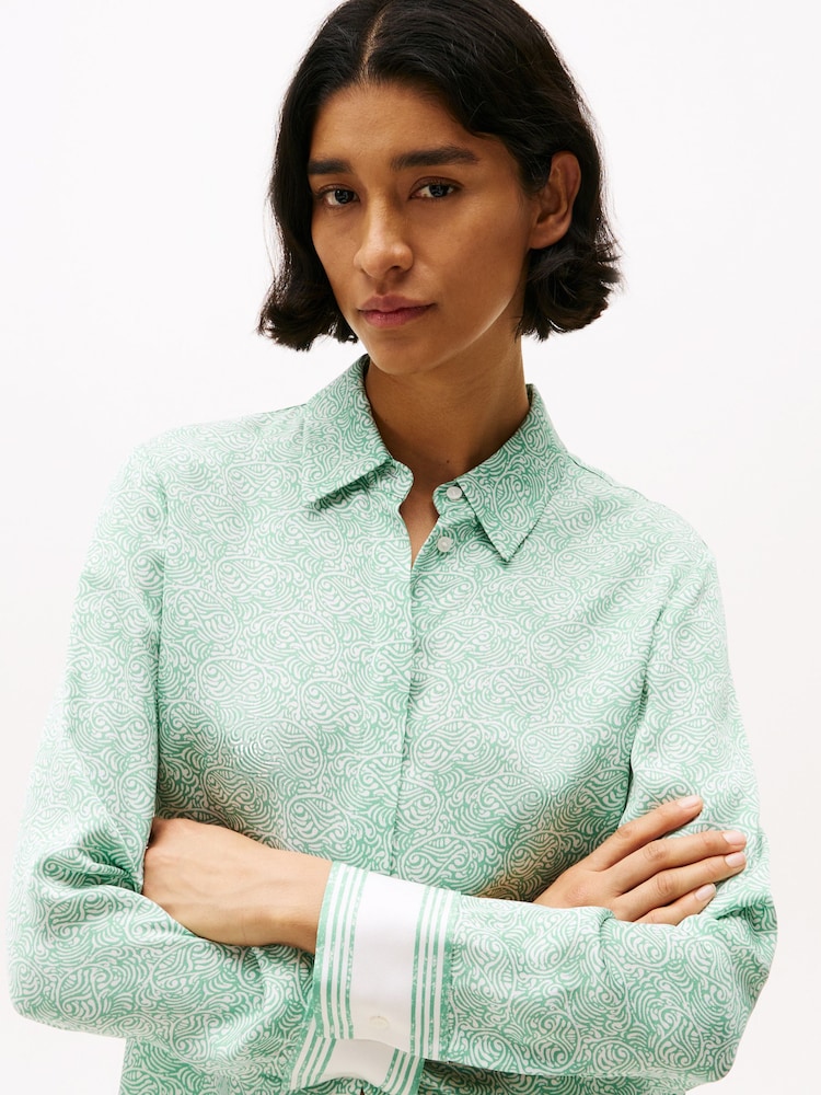 Buy Tommy Hilfiger Green Regular Fit Satin Long Sleeve Shirt from Next USA