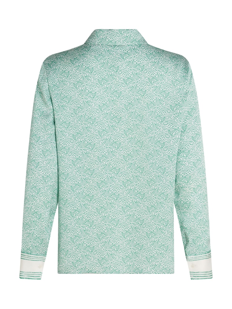 Tommy Hilfiger Green Regular Fit Satin Long Sleeve Shirt - Image 7 of 7