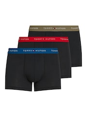 Tommy Hilfiger Black Signature Essential Waistband Trunks 3 Pack - Image 1 of 1