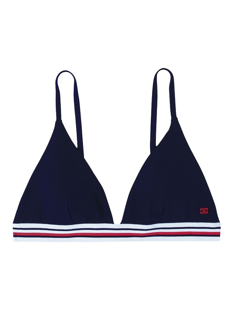 Tommy Hilfiger Blue Triangle Bikini Top With Removable Pads - Image 5 of 5