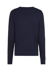 Albastru - Pulover rotund Tommy Hilfiger Cotton Cable Guler - Image 6 of 6