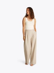 Tommy Hilfiger Brown Linen Mix Relaxed Straight Trousers - Image 2 of 6