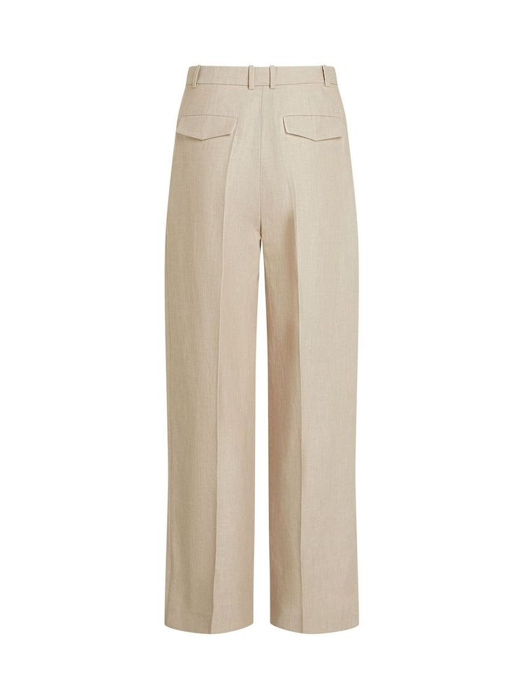 Tommy Hilfiger Brown Linen Mix Relaxed Straight Trousers - Image 6 of 6