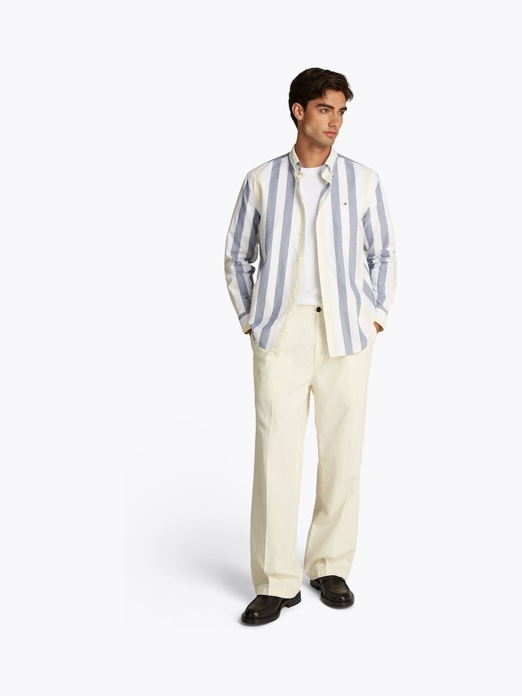 Tommy Hilfiger White Relaxed Heritage Stripe Oxford Shirt - Image 2 of 6